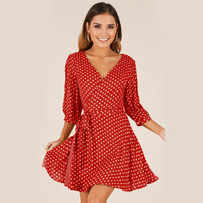 Women's new polka dot strap print short dress