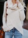 Asymmetric Neck Asymmetric Hem Plain Sweaters Pullover