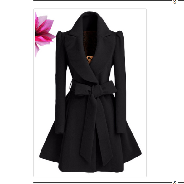 Fold-Over Collar Belt Belt Loops Plain Long Sleeve Coats