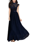 Cutout Half-High Collar Lace Long Evening Dress