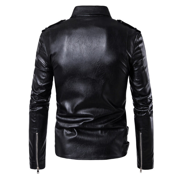 Fashion Boutique Punk Locomotive Slim Harley Leather Men's Jacket