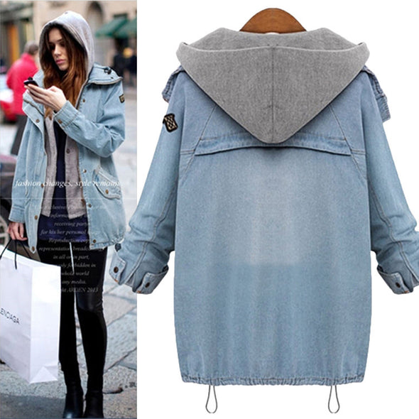 Casual Solid Single-breasted Denim Two-piece Coat