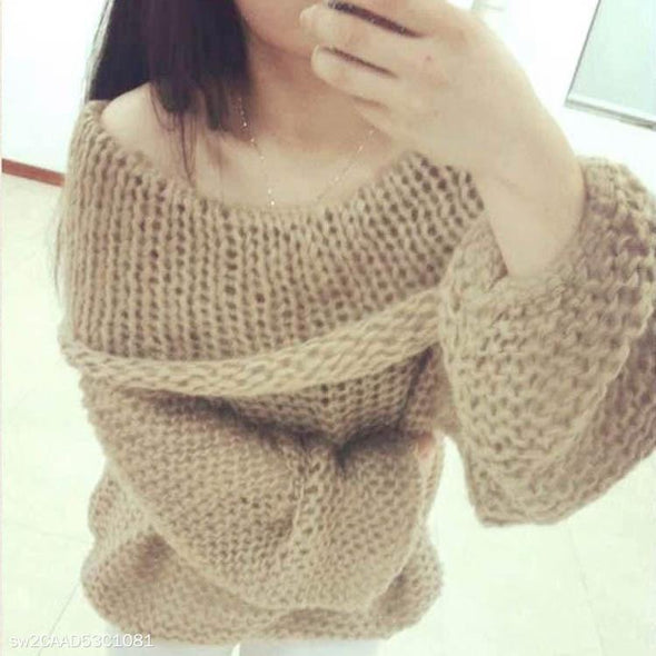 Large Lapel Solid Color Loose Sweater