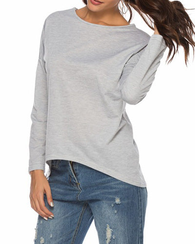 O-Neck Zip Long Sleeve Casual T-Shirt