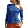 V-NeckBeveled Off-The-Shoulder Long Sleeve T-Shirt