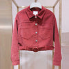 Wild Corduroy Lapel Long Sleeve Single-breasted Jacket