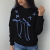 Applique Long Sleeve O-Neck Long-Sleeved Sweatshirt