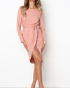 Long Sleeved Tie With Solid Color Dress