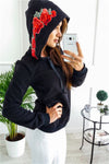 Women's Embroidered Hooded Sweater Coat