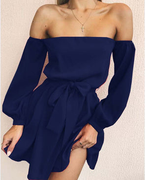 New Sexy Slash Neck Strap Chiffon Dress