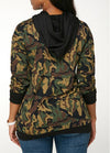 Camouflage Stitching Long Sleeve Hooded Big Pocket Sweater