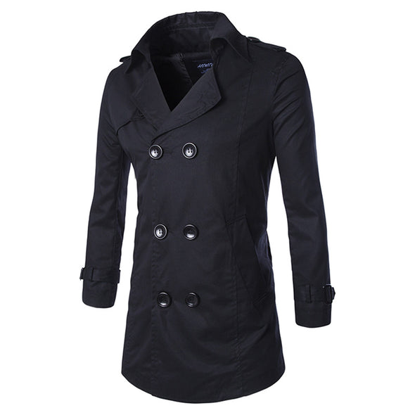 New Men's Cotton Double-breasted Trench Coat