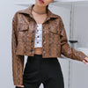 Short Long Sleeve Lapels Snake Print Jacket