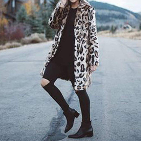 Leopard Fashion Lapel Long Sleeve Coats