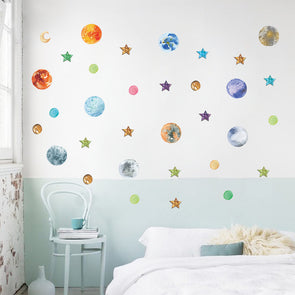 Cartoon Universe Planet Bedroom Wall Sticker