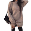 New Casual Large Size Loose Knit Turtleneck Split Sweater