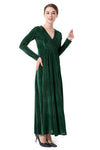 V-Neck Velvet Evening Dress