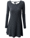 Fashion Long Sleeve O-Neck Tie Knit Dress