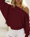 Drawstring Oblique Collar Pit Sweater