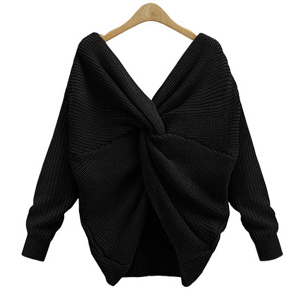 Fashion Back Cross Backless V-Neck Sweaters