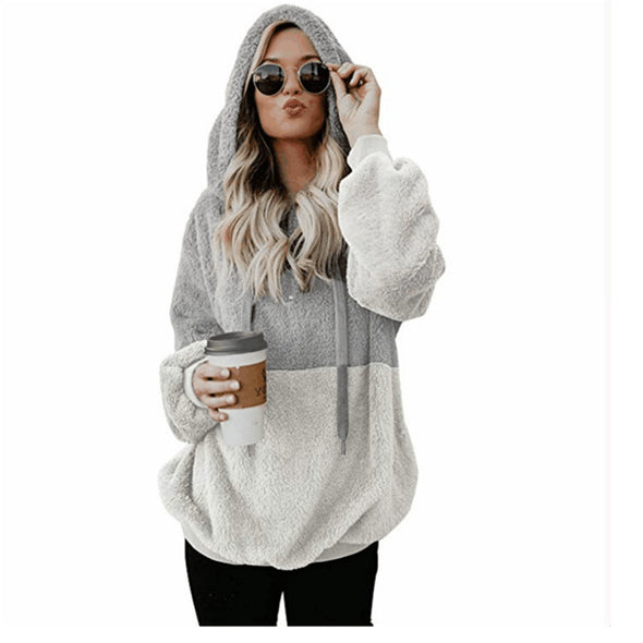 Long Sleeved Contrast Hooded Sweater