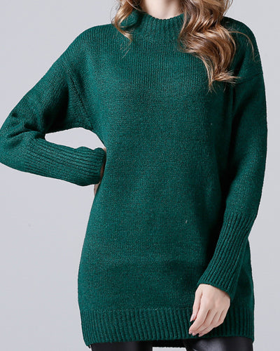 Casual Long Sleeved Solid Color Sweater