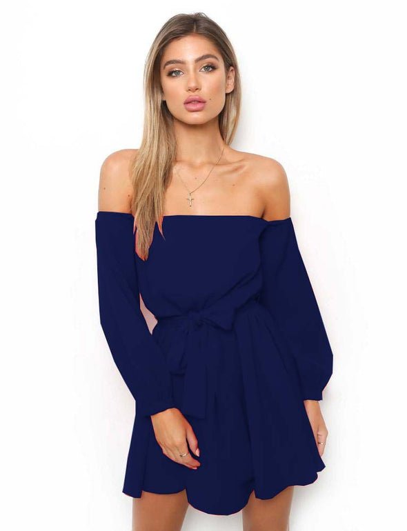 New Sexy Slash Neck Strap Chiffon Dress