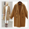 Fashion Pure Color Long Sleeve Lapel Woolen Coat