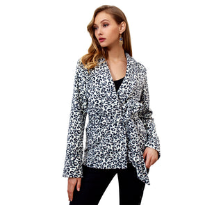 Leopard Print Long Sleeve Belted Coat