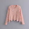 Casual Color Mixing Irregular Knitting Sweater