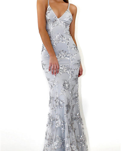 Women's Sexy V-neck Sling Sequin Evening Dress