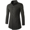 New Fashion Solid Color Lapel Long Men's Wool Coat