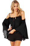 One-neck bat sleeve tube top strap chiffon shirt