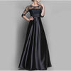 O-Neck Stitching Lace Evening Dress