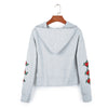 Casual Solid Embroidery Short Pullover Sweatshirt