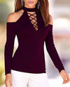 New Off-The-Shoulder Long-Sleeved T-Shirt