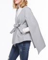 Fashion Solid Color V-Neck Belt Cardigan Coat