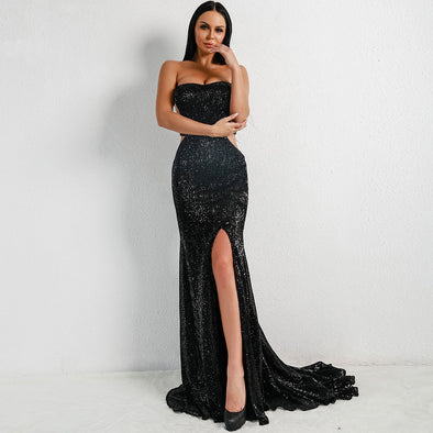 Strapless Strapless Sequins Mopping Svening Dress