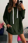 Hooded  Drawstring Kangaroo Pocket  Plain  Batwing Sleeve Hoodies