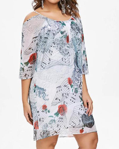 Off-The-Shoulder Printed Casual Dress