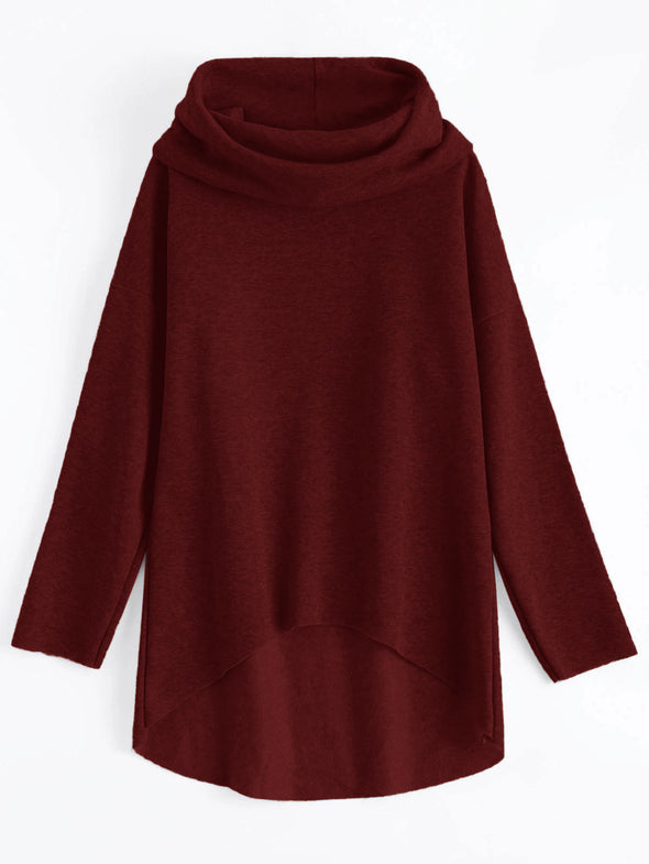 Fleece Pile Pile Collar Irregular Long Sleeve Sweatshirt