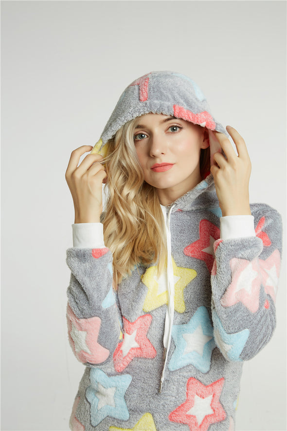 Coral fleece Printing Long Sleeve Hoodies