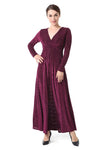 V-Neck Velvet Evening Dress