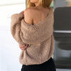 Lapel Off-The-Shoulder Loose Thick Sweater