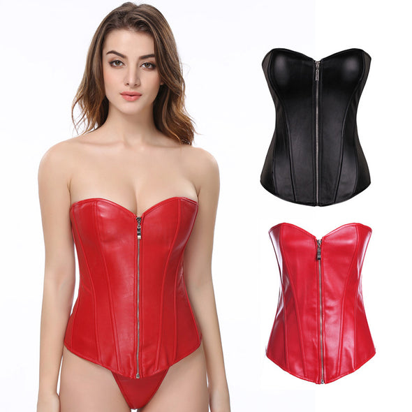 Palace Abdomen Shaping Girdle Zipper Leather Corset