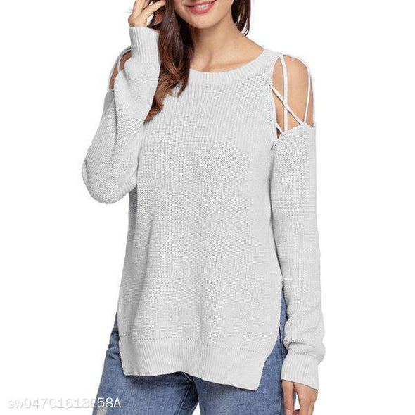 Fashion Round Neck Strapless Sweater