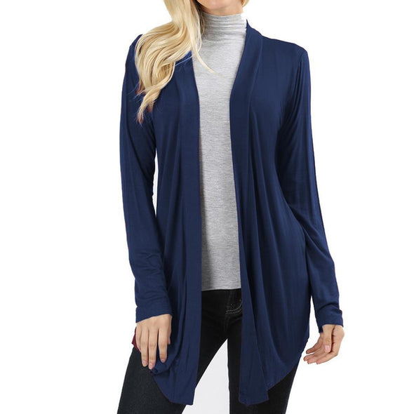 Solid Long Sleeved Knit Cardigan