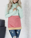 Colorblock Hooded Long Sleeve Sweater