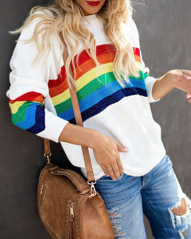 Bright Silk Rainbow Pattern Sweater