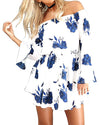 Long Sleeve Printed Trumpet Sleeve Dress